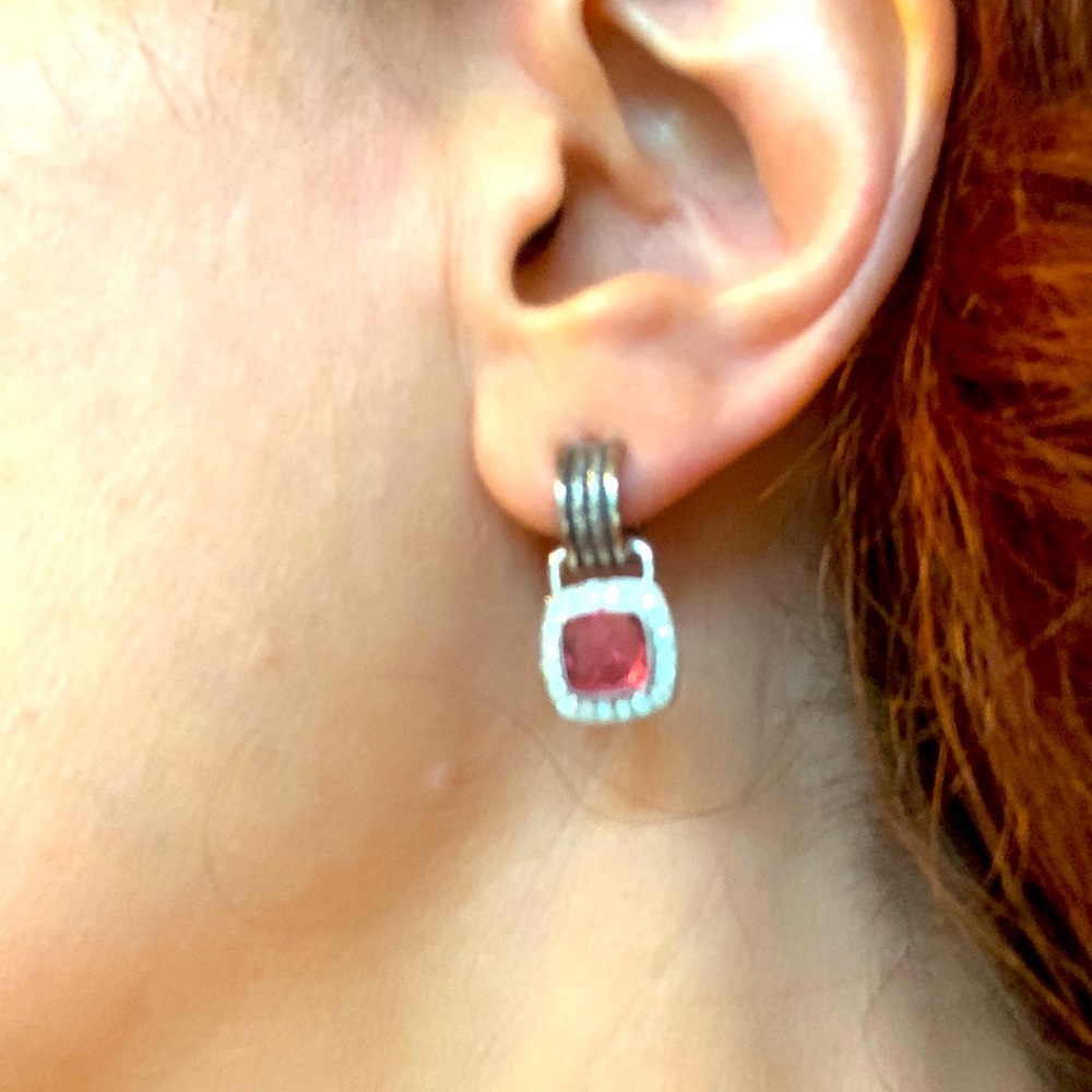 David Yurman retired sterling silver Albion Drop Earrings Diamond & tourmaline - Picture 6 of 6
